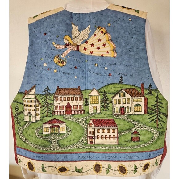 Hand-sewn Sunflower/Angel Vest Spirit of Hope Fabric Panel Women's Size L/XL - Picture 5 of 7